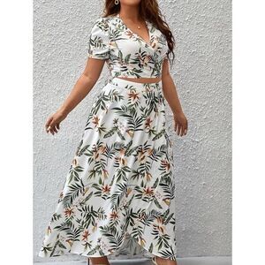 Floral White Maxi Skirt - Tropical Print